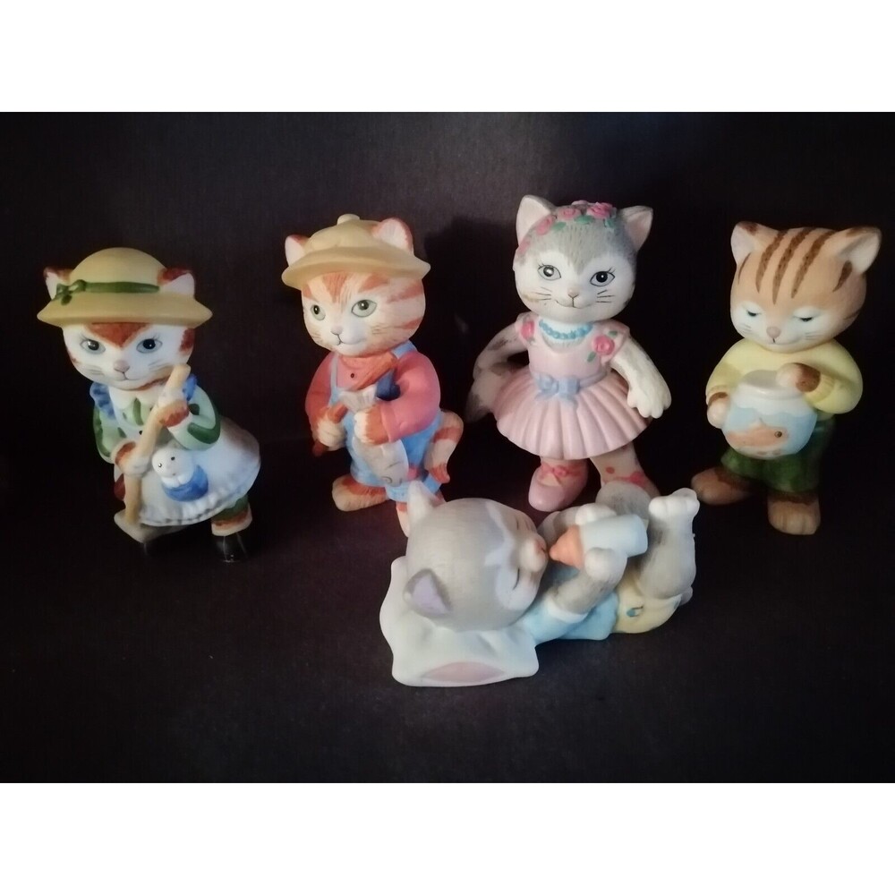 Vintage BC Bronson Collectibles 1993-1994 Kitty Cat Figurines Decor Lot of 5